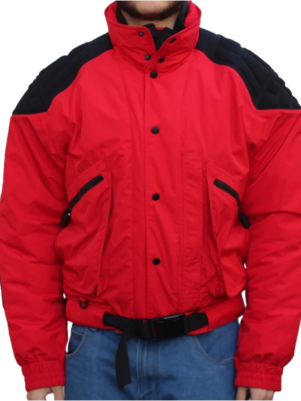 POLO RALPH LAUREN Hi Tech Vintage 90’s Neoprene Padded Ski Motorcycle Jacket RED
